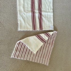 Pair of Pottery Barn 20x20 Pillow/Sham covers, Reversable Red and Cream Stripe
